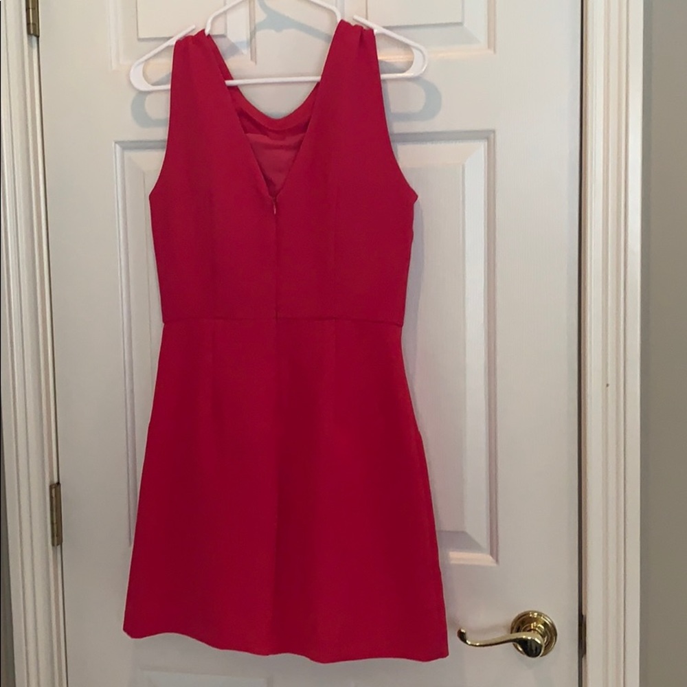 Pink dress with beaded necklace detail. - Picture 3 of 4